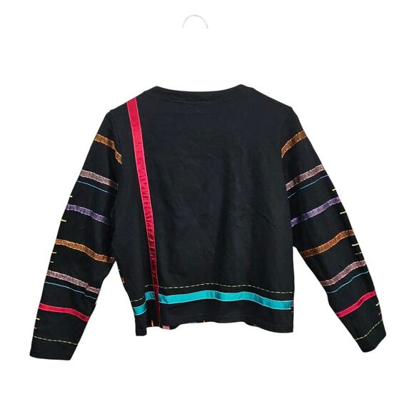 VTG 90s Michael Simon Lite Womens Cardigan Ribbon Plaid Sz Medium 100% Cotton - Picture 2 of 12